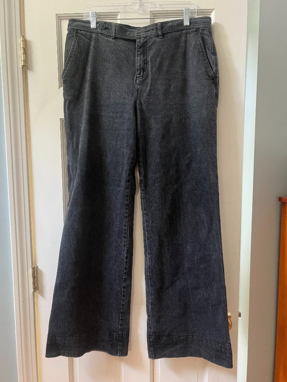 CHAPS Denim wide-leg pants, wmns 14, relx fit flare, slate gray
